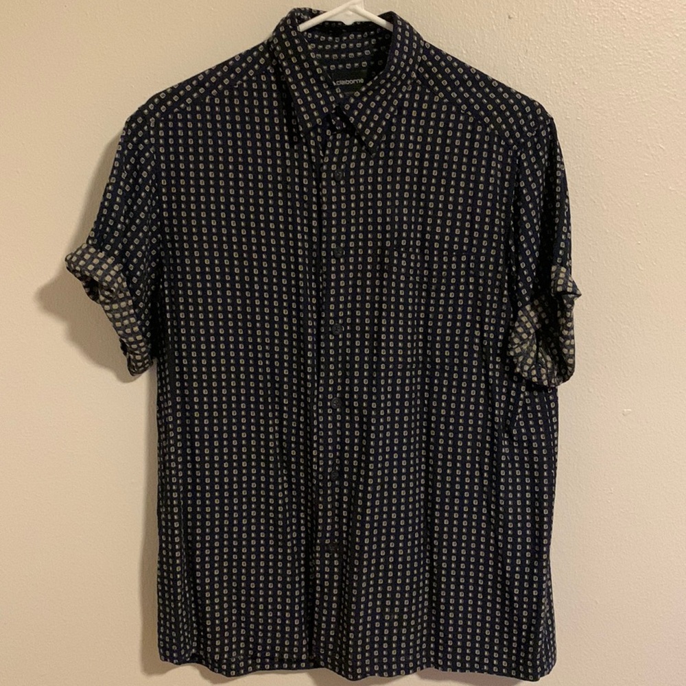 Claiborne printed collared button up shirt